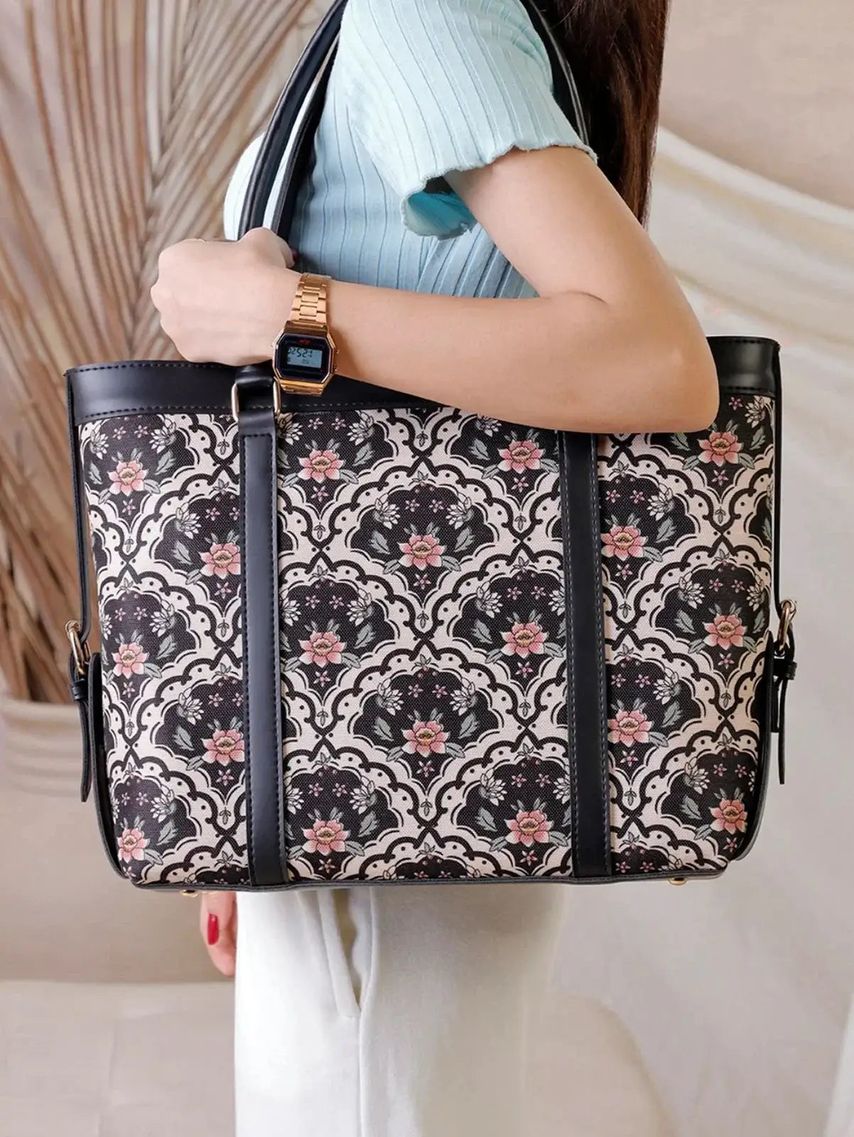 Floral Canvas Tote Bag