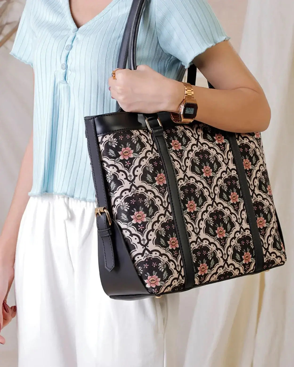 Floral Canvas Tote Bag