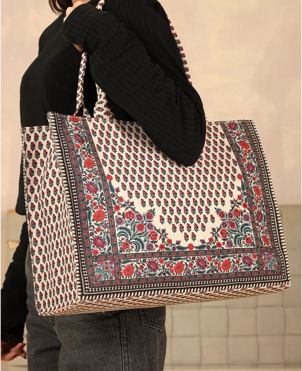 Floral Print Tote Bag